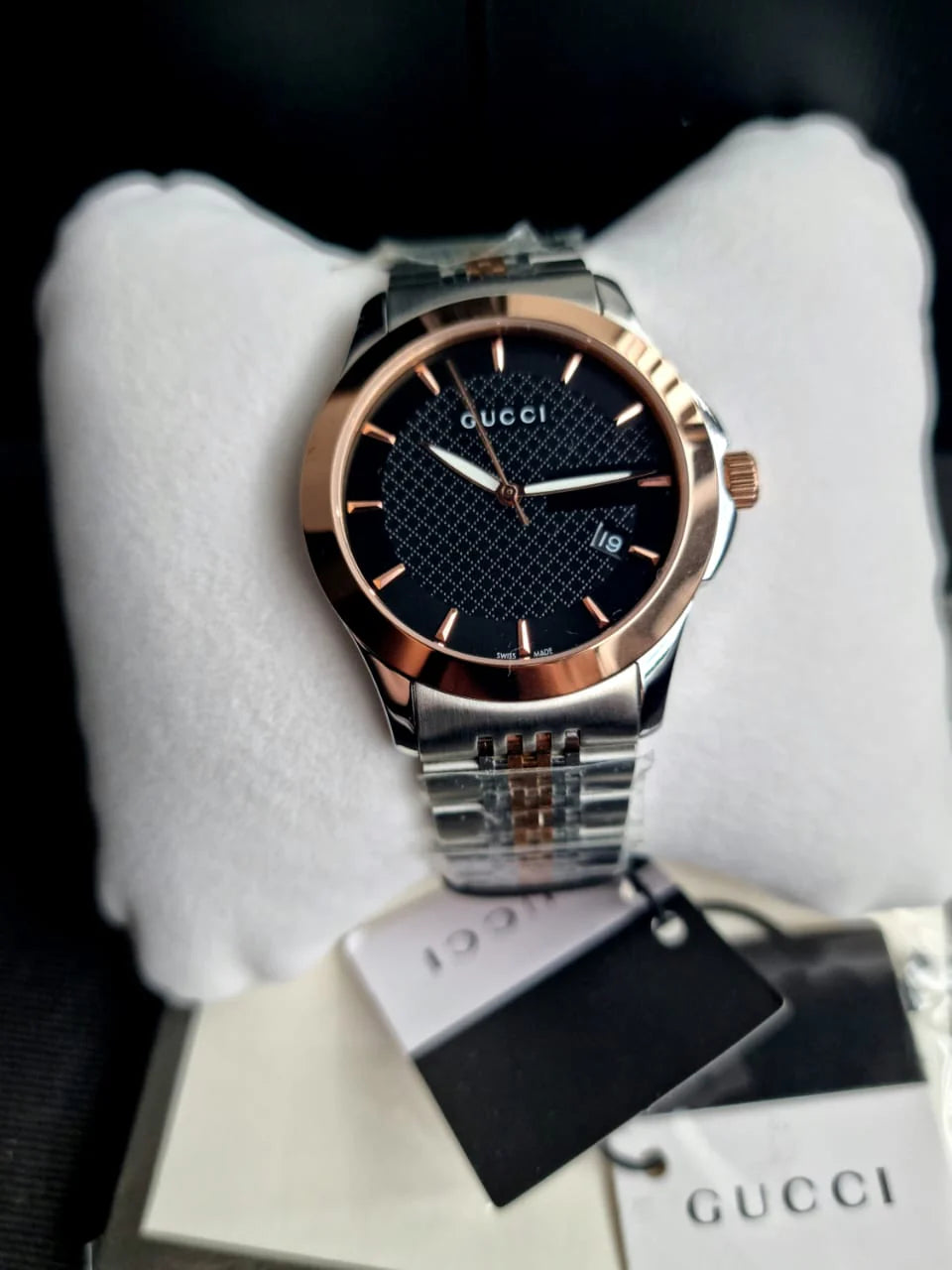 Gucci Men’s Swiss Made Quartz | Stainless Steel Black | Dial 38mm | Watch YA126410