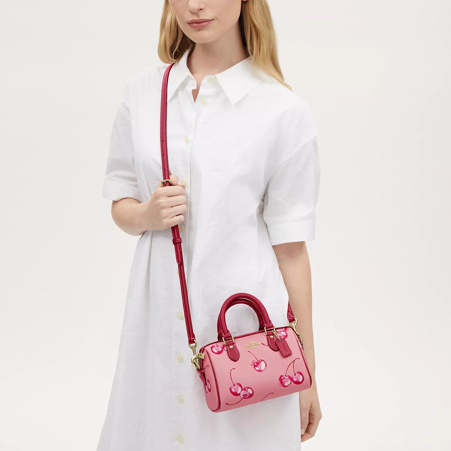 Coach mini rowan crossbody with cherry print