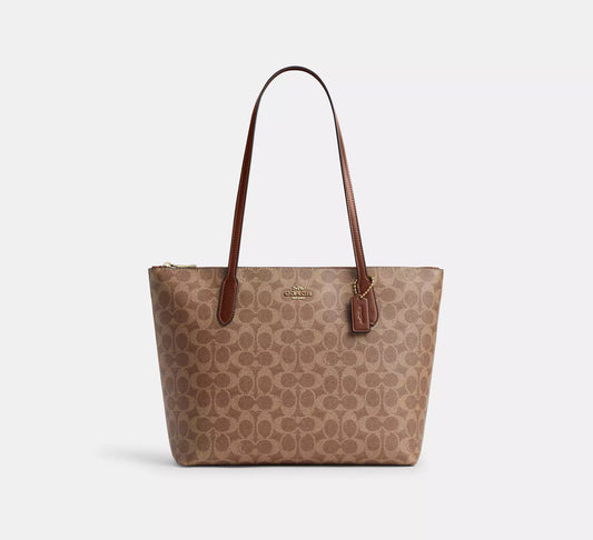 Zip Top Tote Bag In Signature Canvas