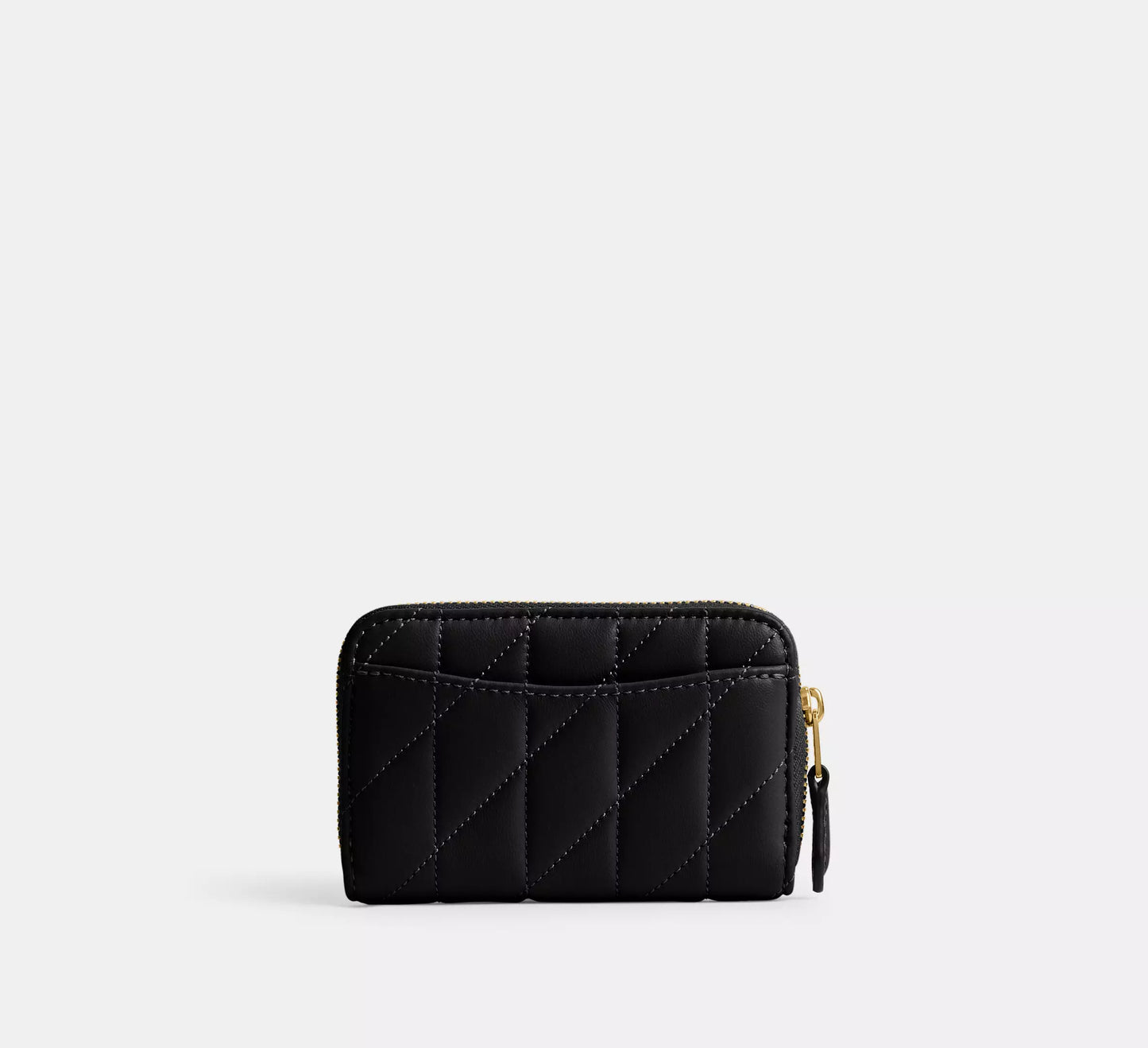 Coach Essential Small Zip Around Card Case With Pillow Quilting in black