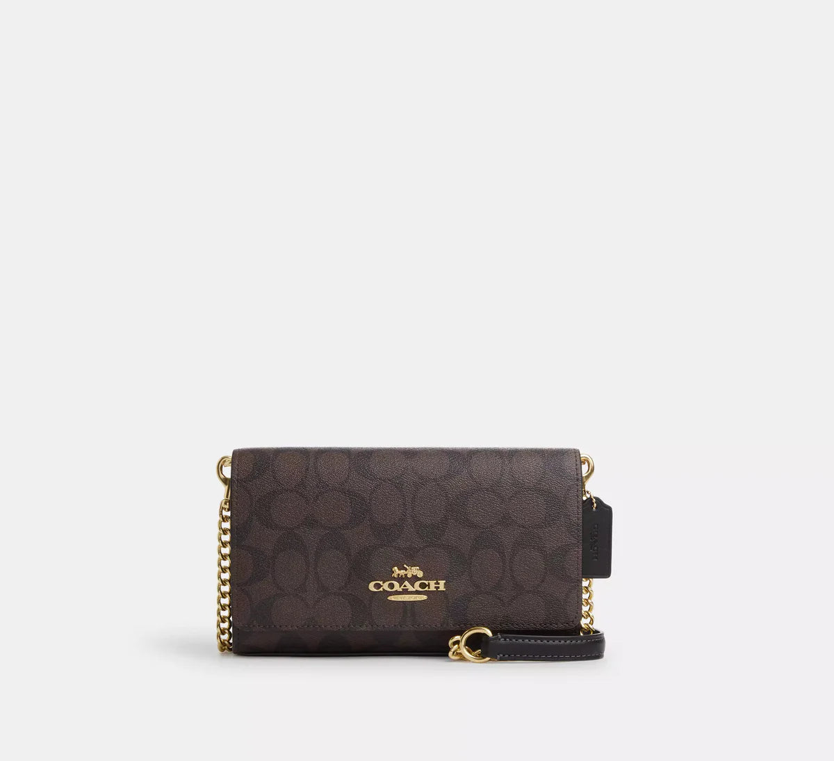 Coach Flap Clutch Crossbody In Signature Canvas