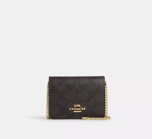 Coach Mini Wallet On A Chain In Signature Canvas