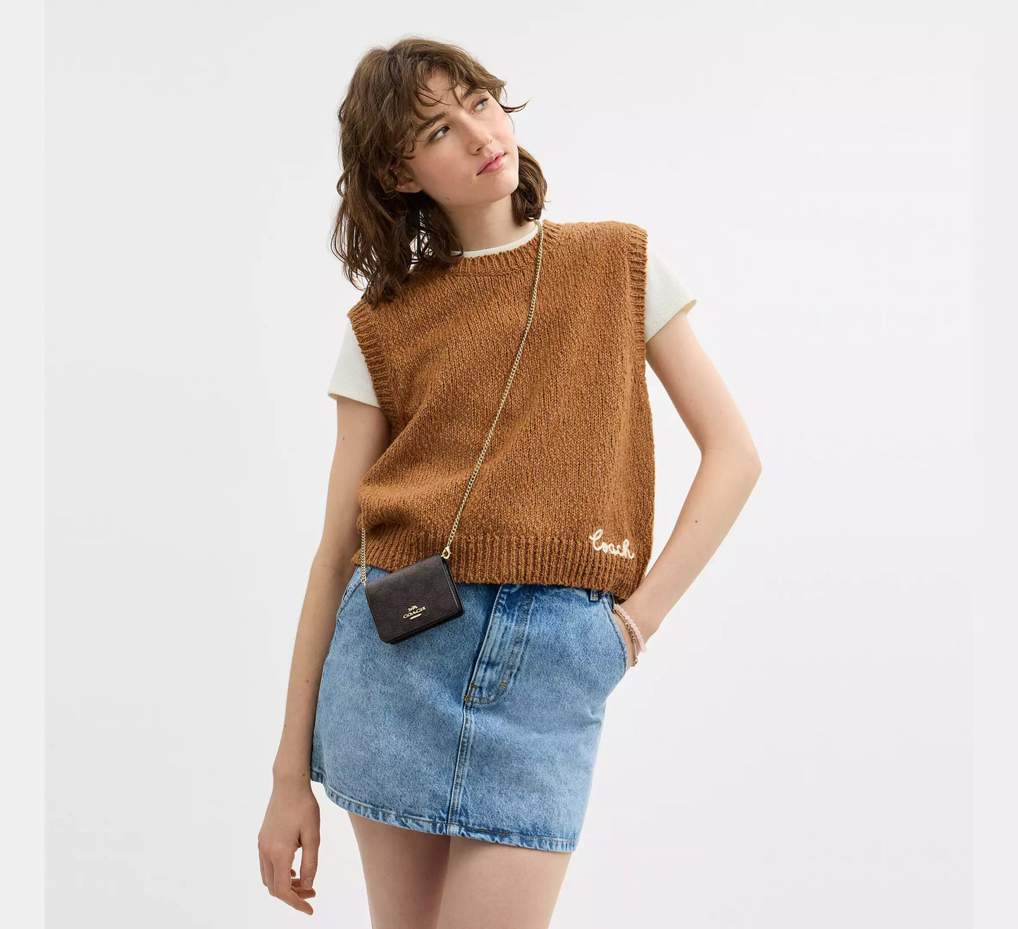 Coach Mini Wallet On A Chain In Signature Canvas