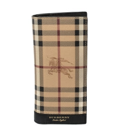 Burberry Beige/Brown Haymarket Check Coated Canvas and Leather Flap Wallet