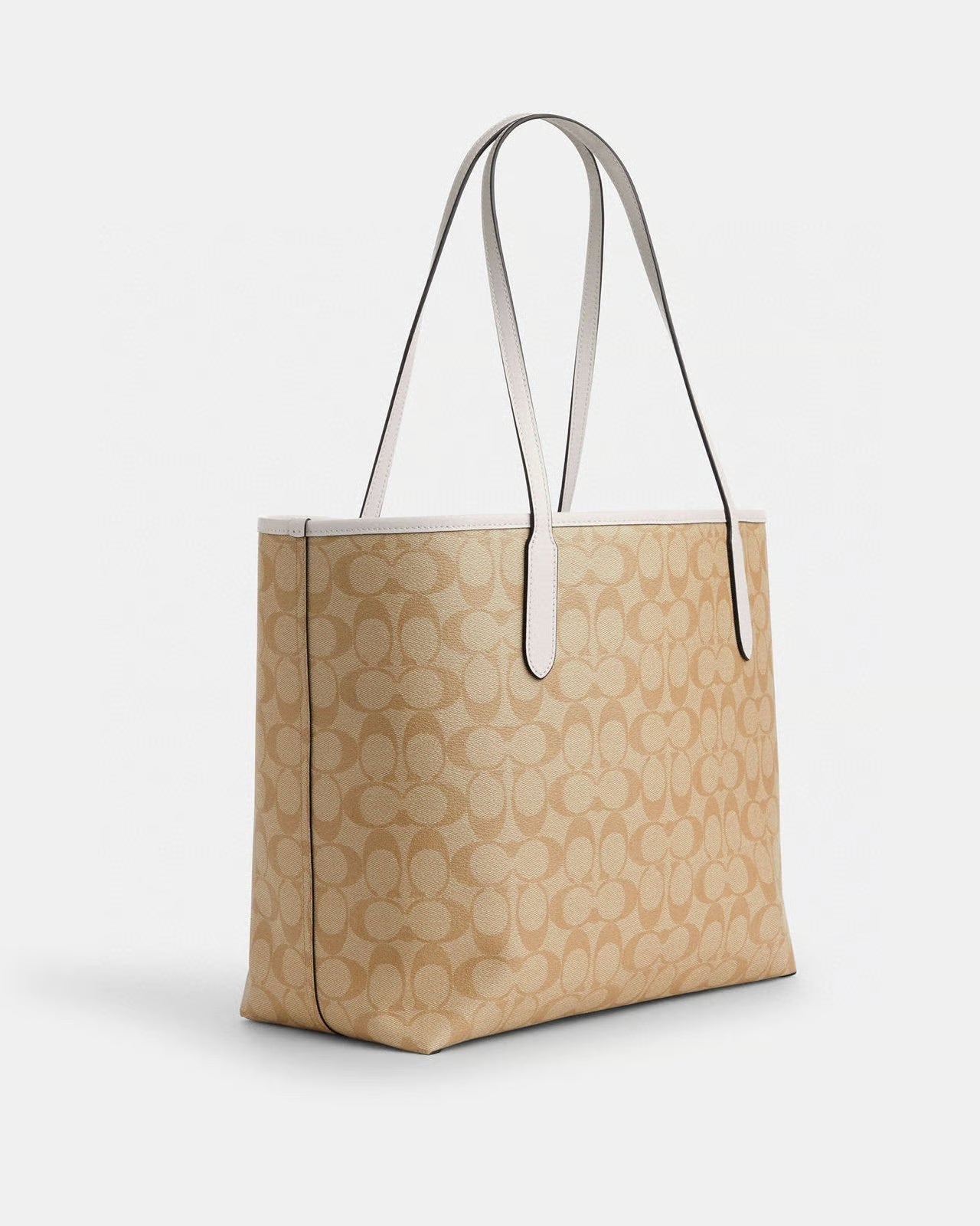 NWT COACH City Tote In Signature Canvas With Heart Print Pink Tan Khaki CP052