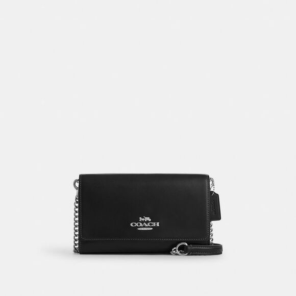 Coach Flap Clutch Crossbody In black