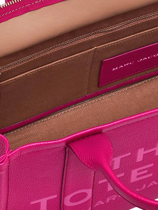 MARC JACOBS THE LEATHER MEDIUM TOTE BAG( LIPSTICK PINK)