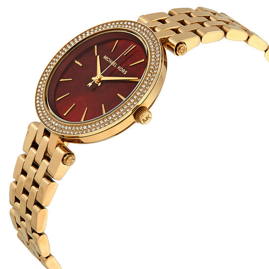 Michael Kors Women’s Quartz Gold Stainless Steel Garnet Mother of Pearl Dial 33mm Watch MK3583