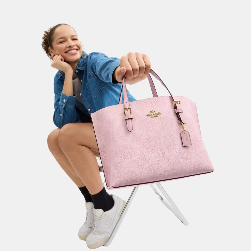 Coach Mollie Tote Bag 25 In Signature Canvas (Powder Pink)