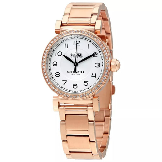 COACH 14502398 MADISON WHITE GLITZ DIAL ROSE GOLD STAINLESS STEEL WOMENS WATCH