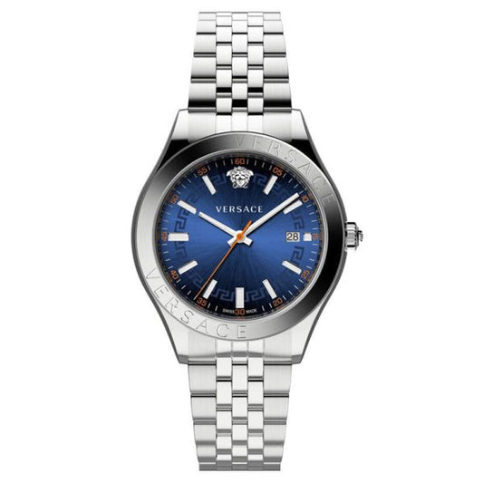 Versace Men’s Quartz Swiss Made | Silver Stainless Steel Blue | Dial 42mm | Watch VEVK00921