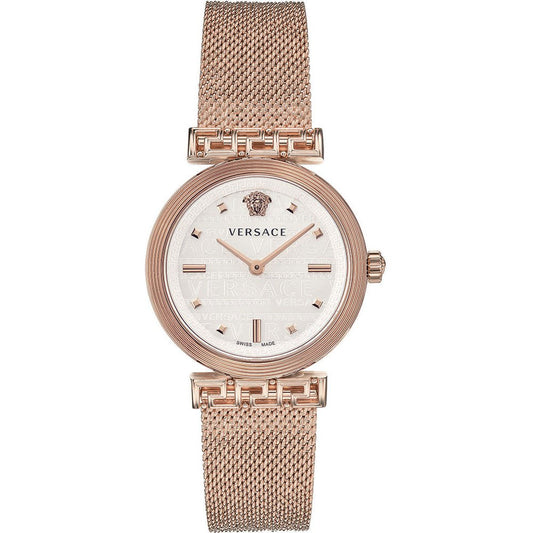 Versace Meander VELW00620 Womens Quartz Watch | 35mm | White dial and Rose gold Stainless steel band |