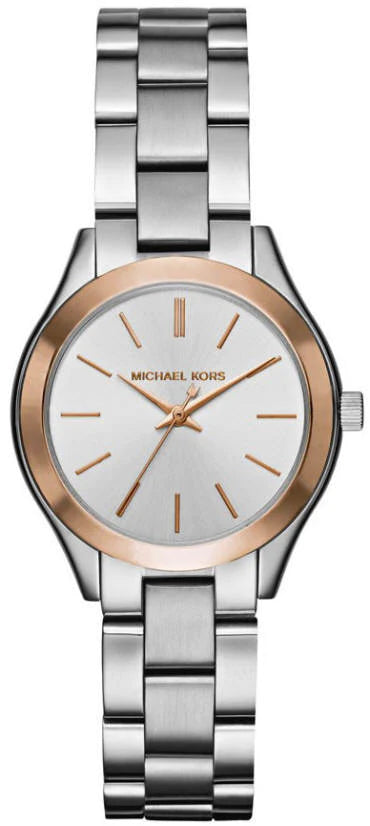 Michael Kors Mini Slim Runway Silver Dial Silver Steel Strap Watch For Women - MK3514