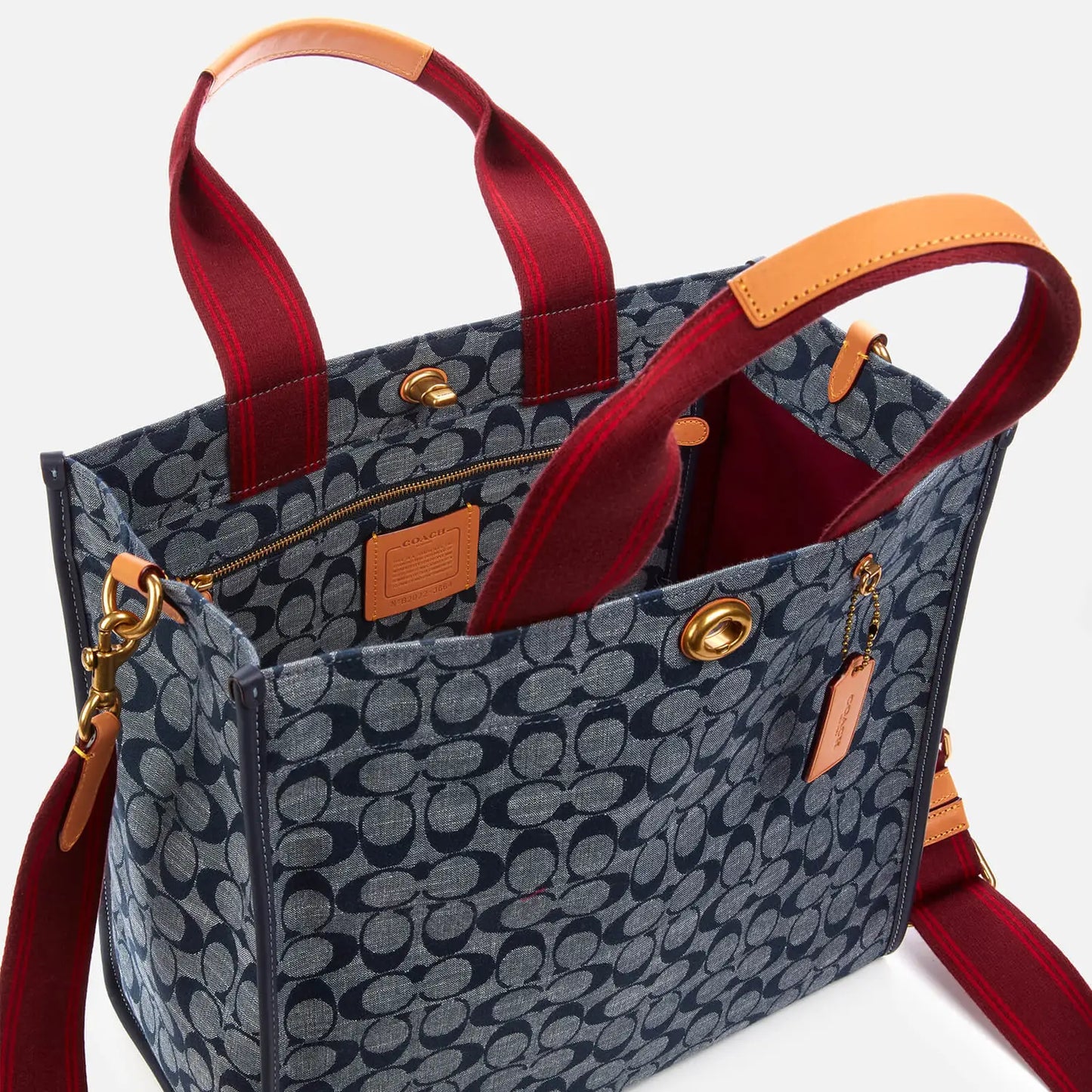 Coach 1941 Women's Signature Chambray Canvas Tote Bag 34 - Midnight Navy Multi