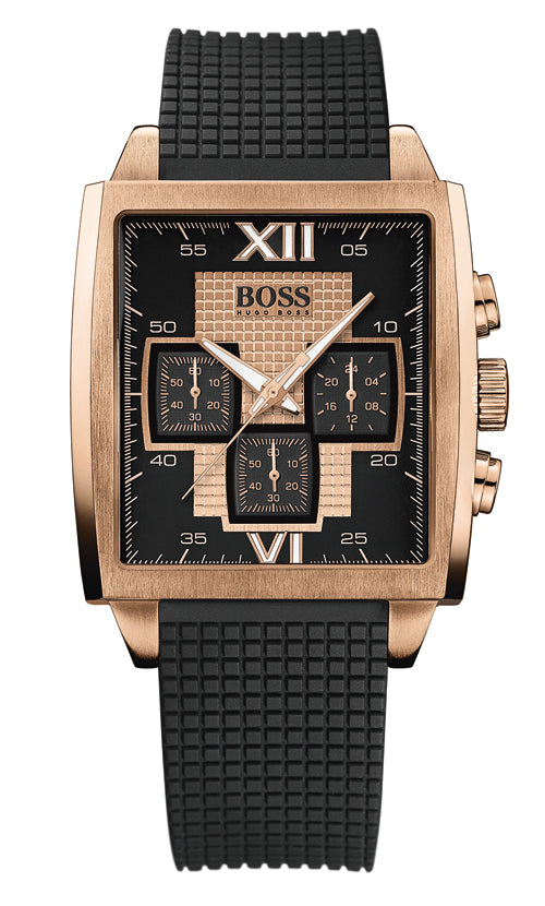 Hugo Boss Men's 1512444 Black Rubber Stainless Steel Case Mineral Glass Watch