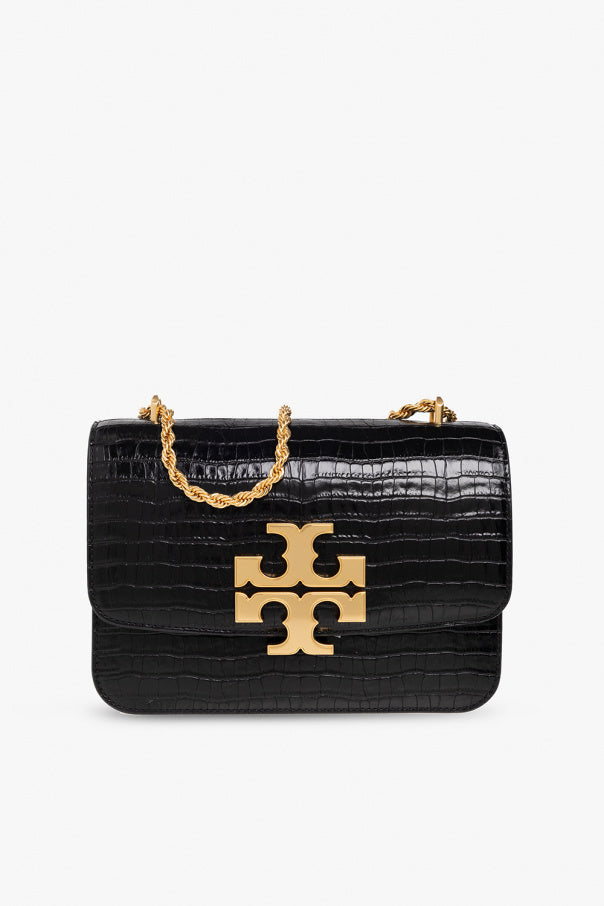 Tory Burch Large Eleanor Croc-Embossed leather Convertible Shoulder Bag in Black