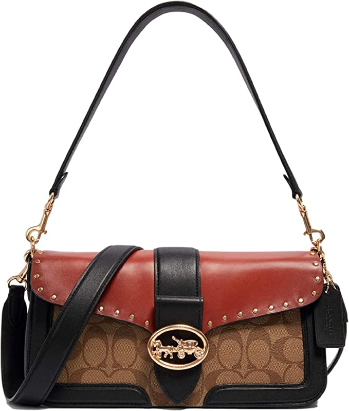 Coach Georgie Shoulder Bag In Colorblock Signature Canvas With Rivets 5605