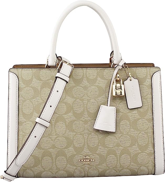 COACH ZOE CARRYALL SIGNATURE LIGHT KHAKI-CHALK