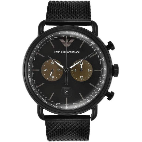 Emporio Armani - Mens Chronograph Quartz Stainless Steel Black Dial 43mm Watch AR11142