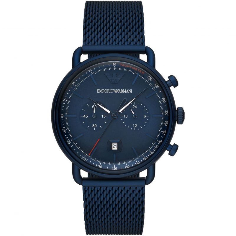 Emporio Armani Men’s Quartz Stainless Steel Blue Dial 43mm Watch AR11289