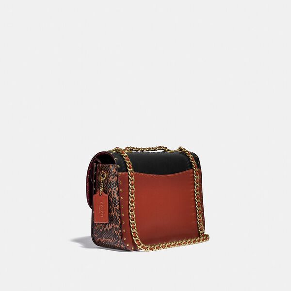 COACH MADISON SHOULDER BAG IN SIGNATURE CANVAS WITH SNAKESKIN