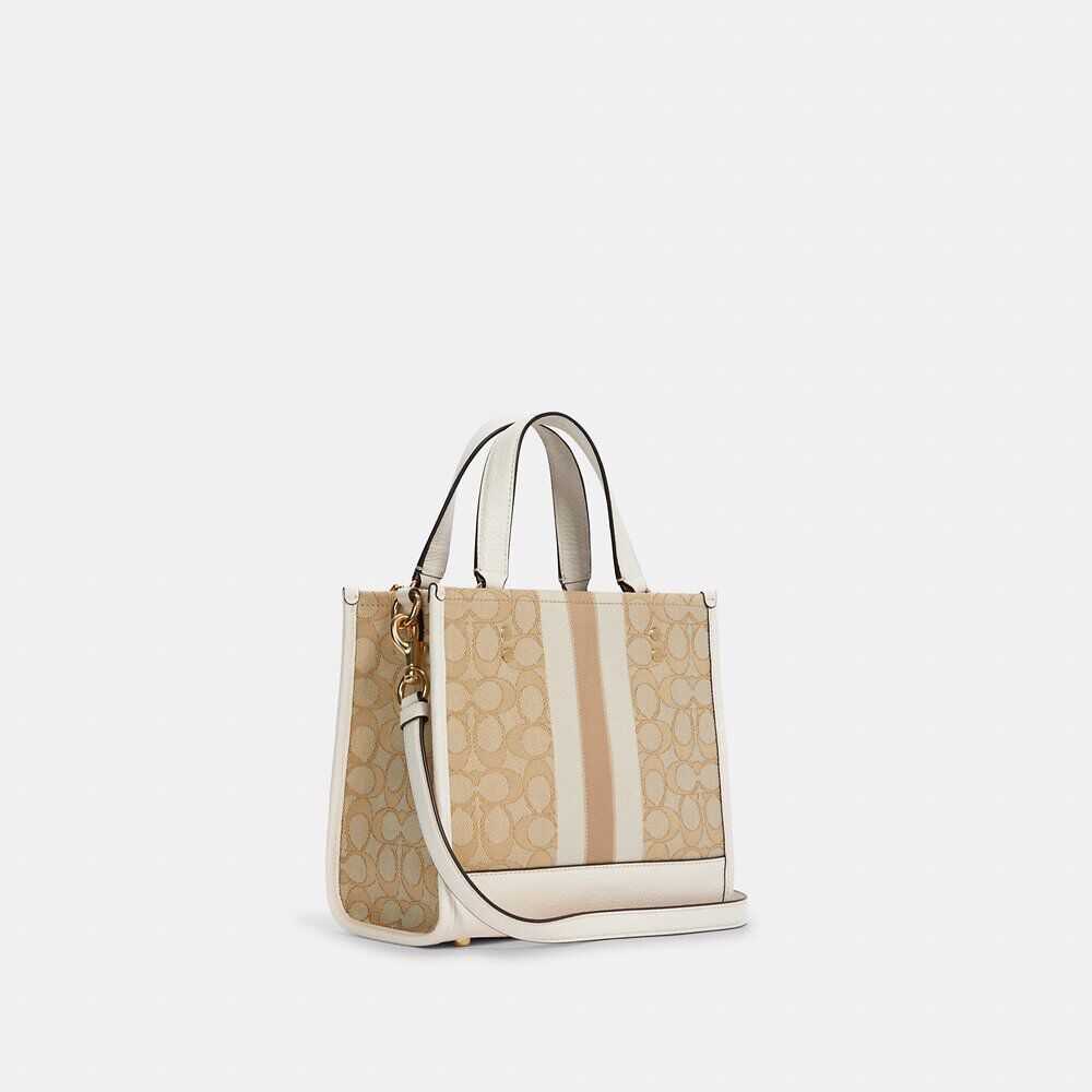 Coach Dempsey Tote 22 In Signature Jacquard With Coach Patch And Stripe