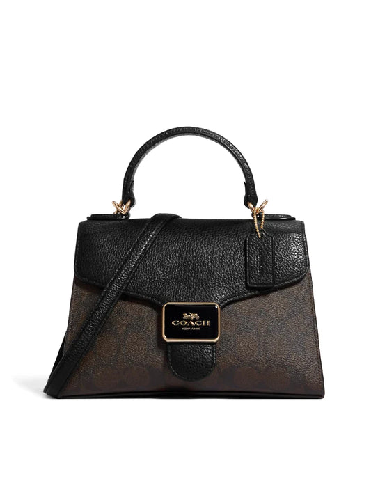 Coach Pepper Satchel In Signature Canvas Brown Black