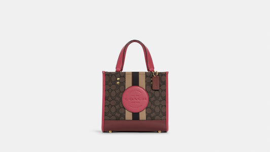 Coach Dempsey Tote 22 In Signature Jacquard With Coach Patch And Stripe