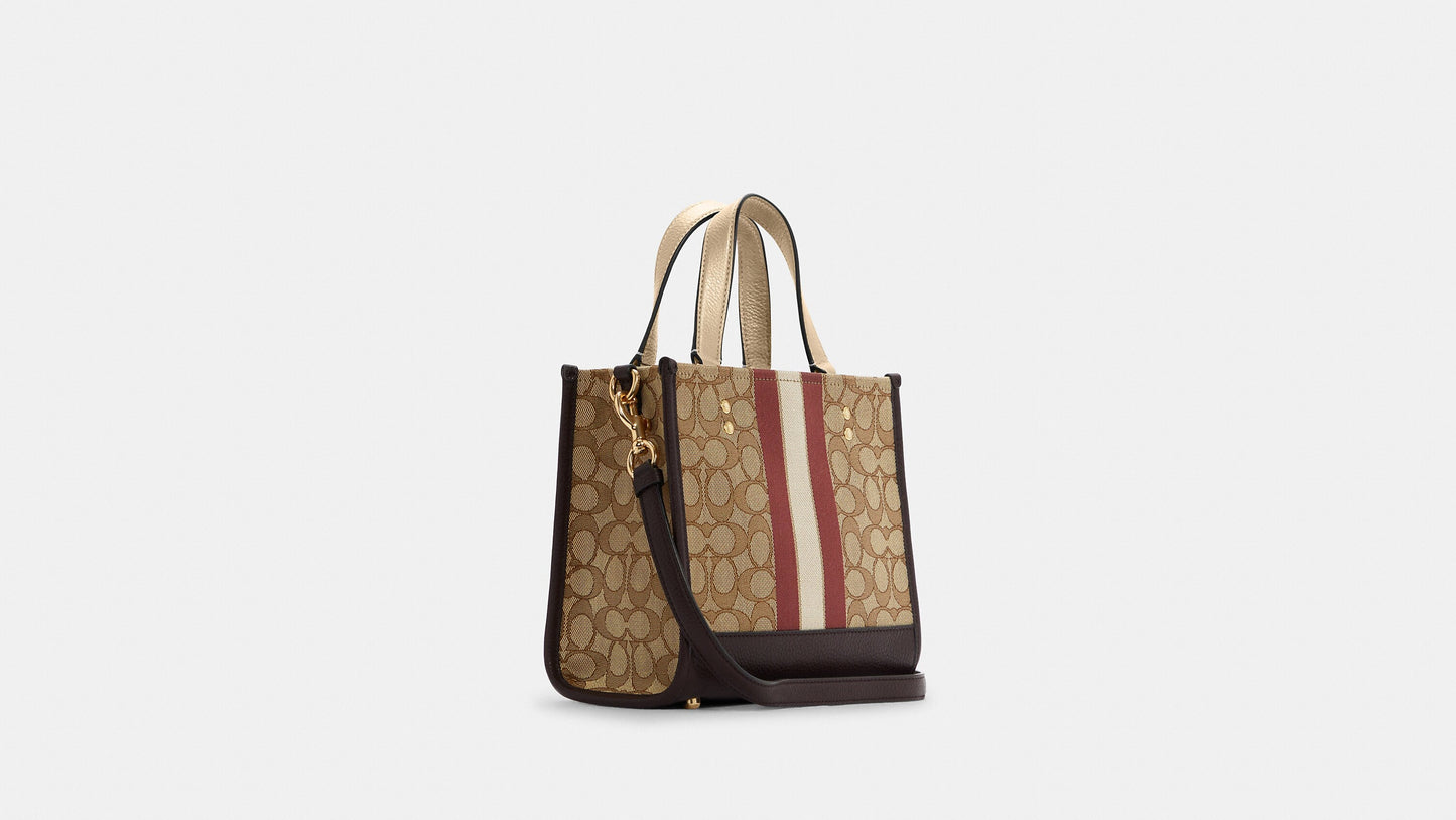 Coach Dempsey Tote 22 In Signature Jacquard With Coach Patch And Stripe