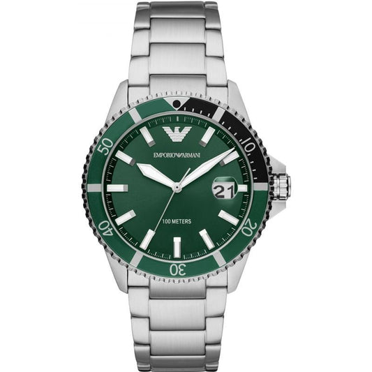 Emporio Armani Men’s Quartz Stainless Steel Green Dial Watch AR11338