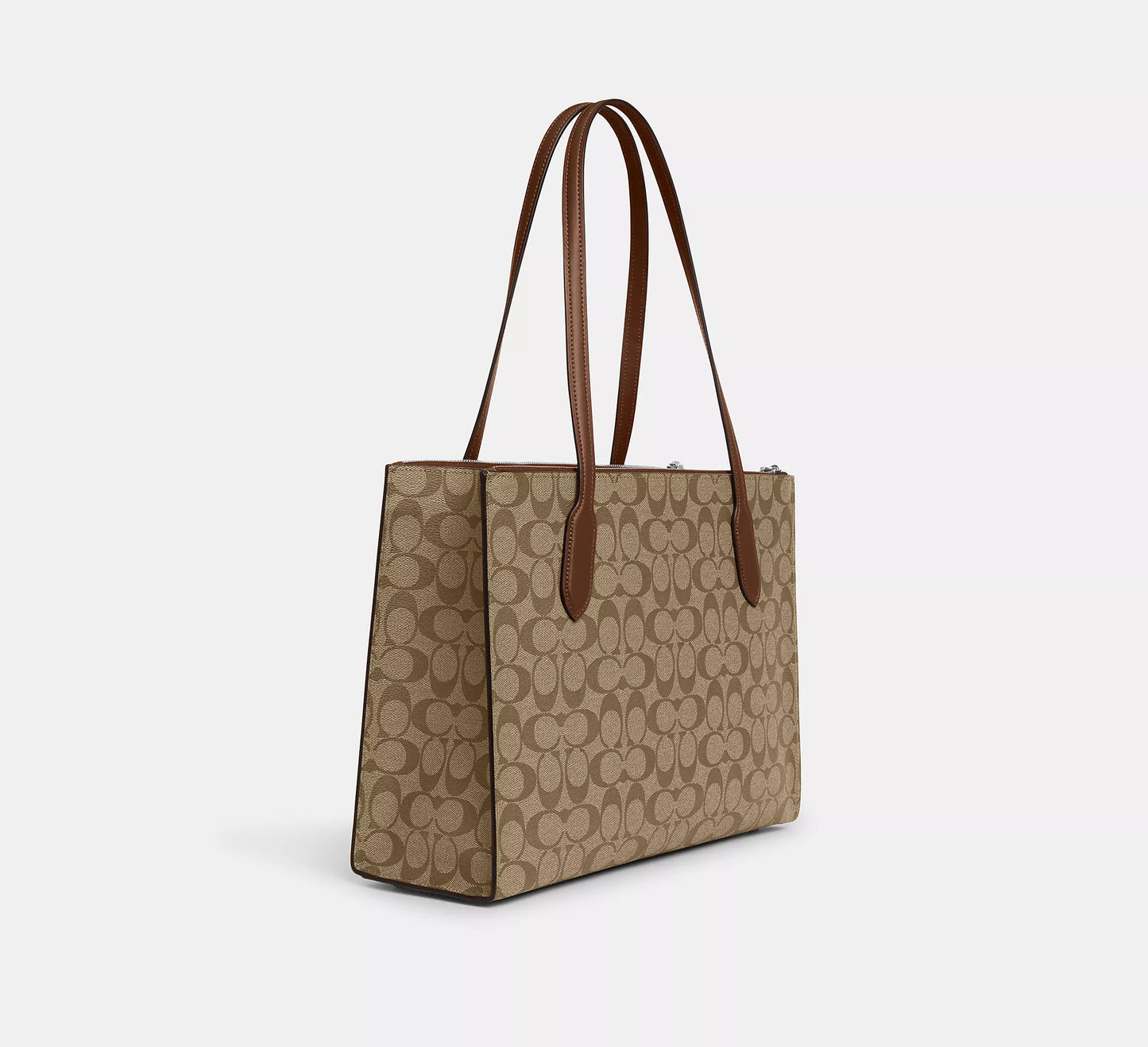 Coach Nina Tote in Signature Canvas Silver/Khaki Saddle