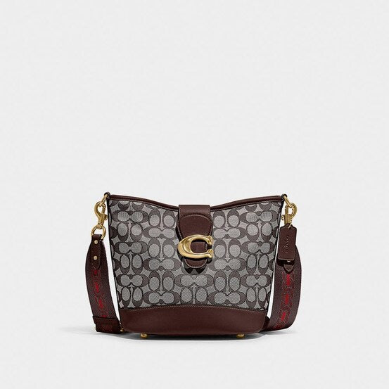 Coach Tali Bucket Bag In Signature Jacquard Brown