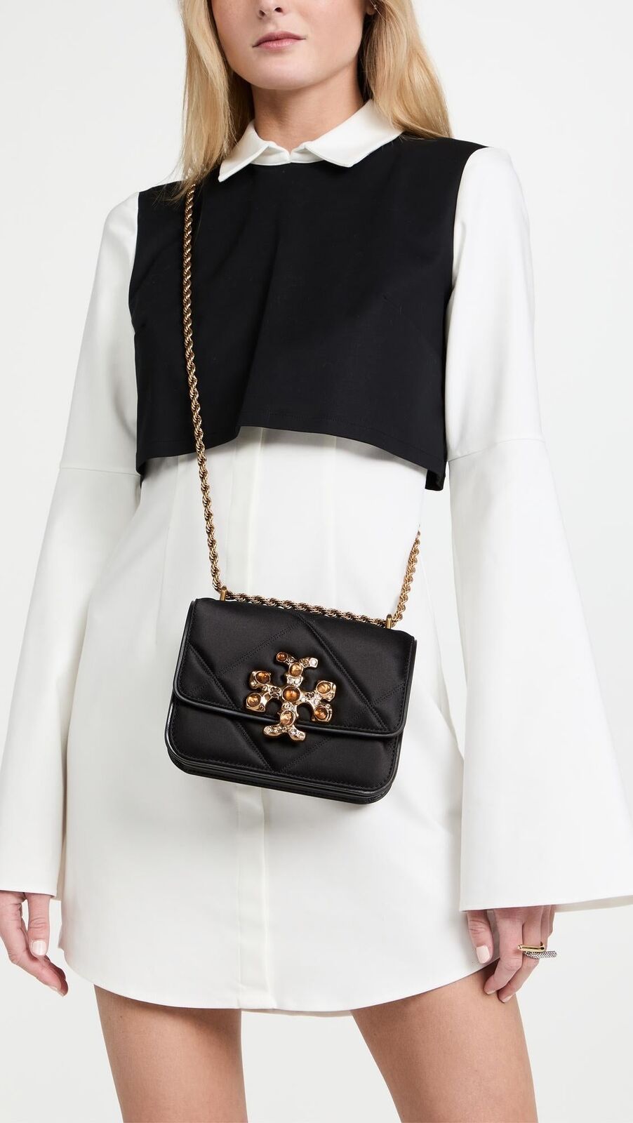 Tory Burch Small Eleanor Satin Shoulder Bag Black