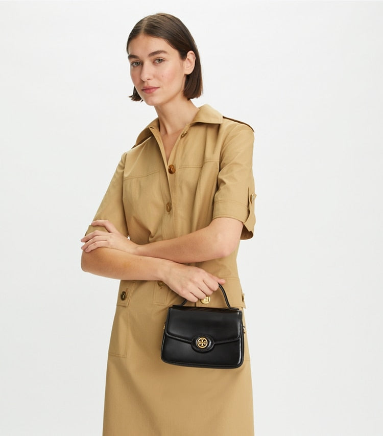 Tory Burch Small Robinson Spazzolato Top Handle Bag